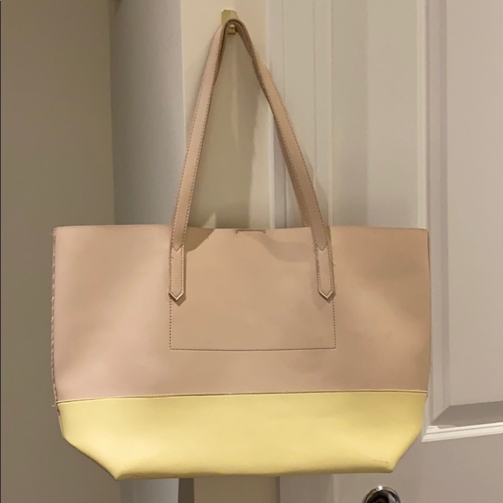 Blush Pink/Nude & Yellow Color Blocked Tote